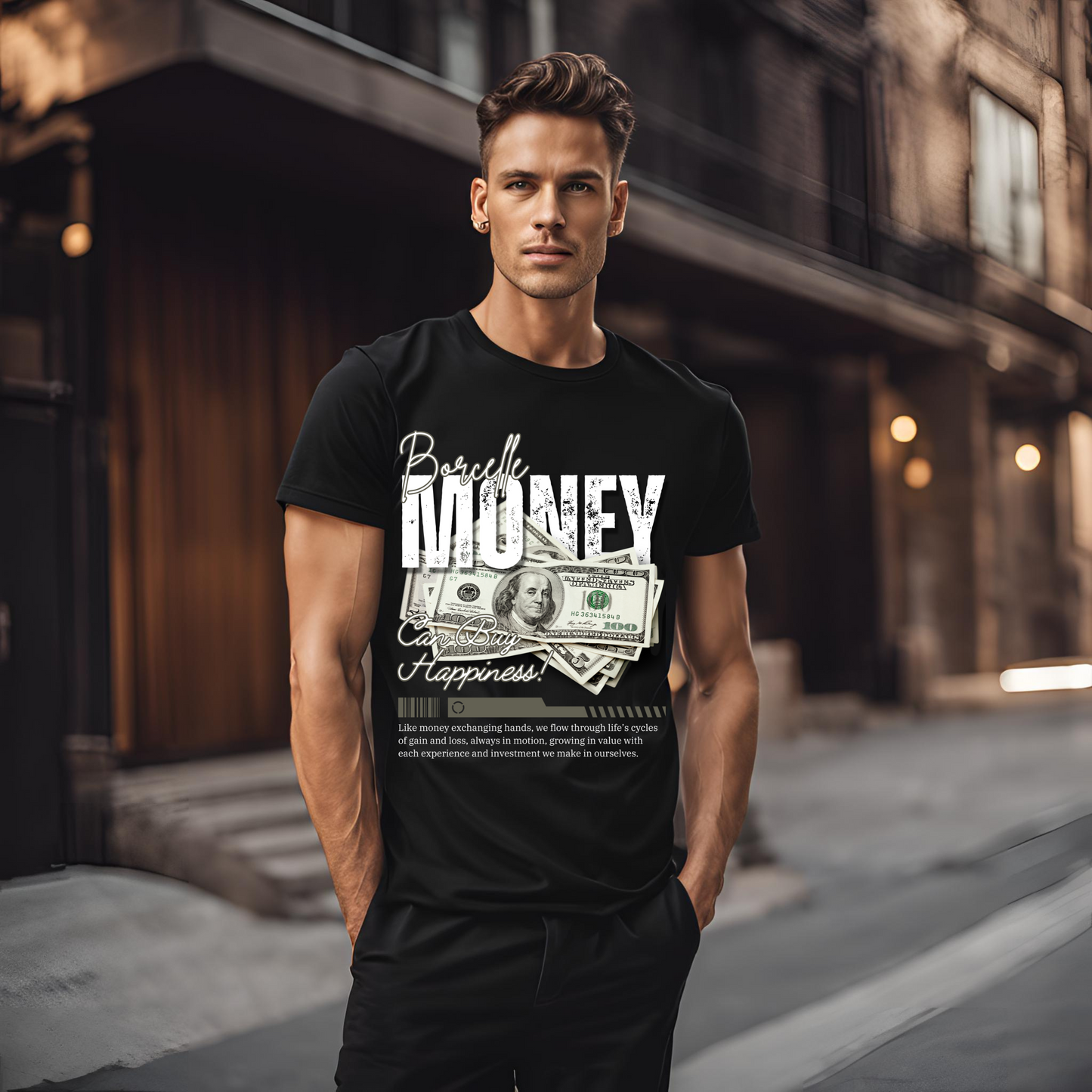 Male Standard Crew T-Shirt – Black | Classic Fit & Everyday Comfort, Money design